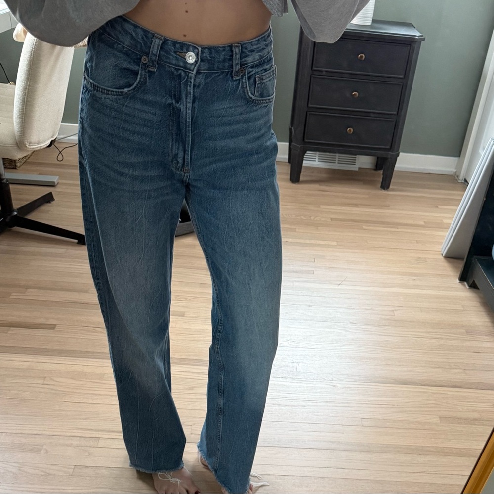 Zara TRF High Rise Wide Leg Jean